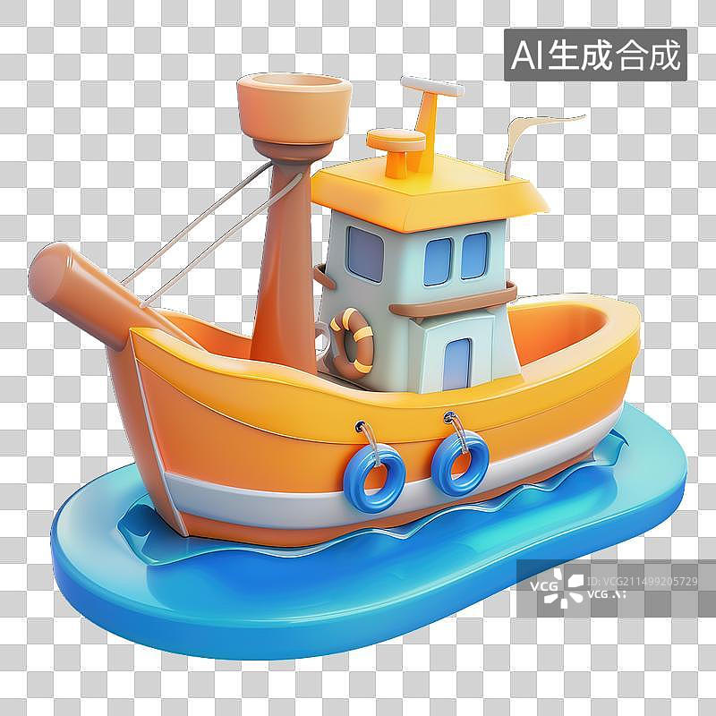 【AI数字艺术】可爱的三维游艇素材图片素材
