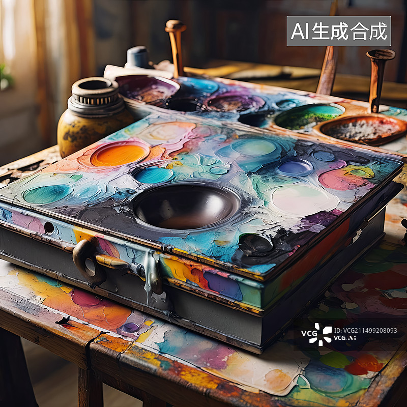 【AI数字艺术】油画调色盘图片素材