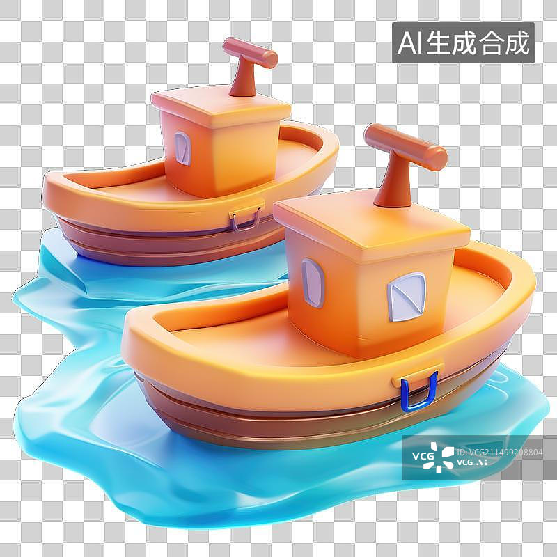 【AI数字艺术】可爱的三维游艇素材图片素材