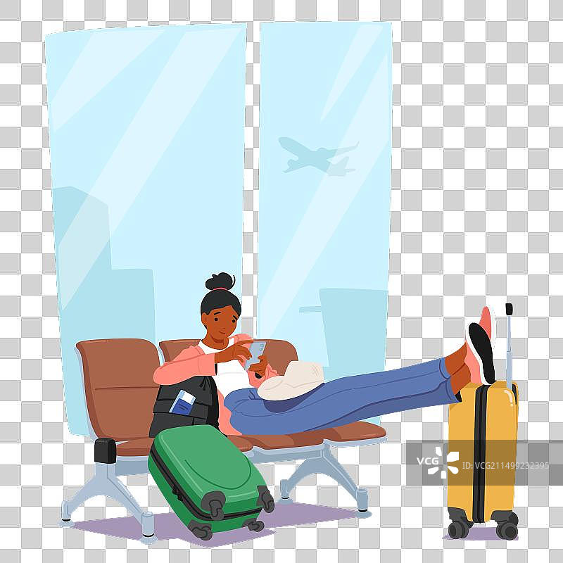 女人舒适地坐着使用智能手机图片素材