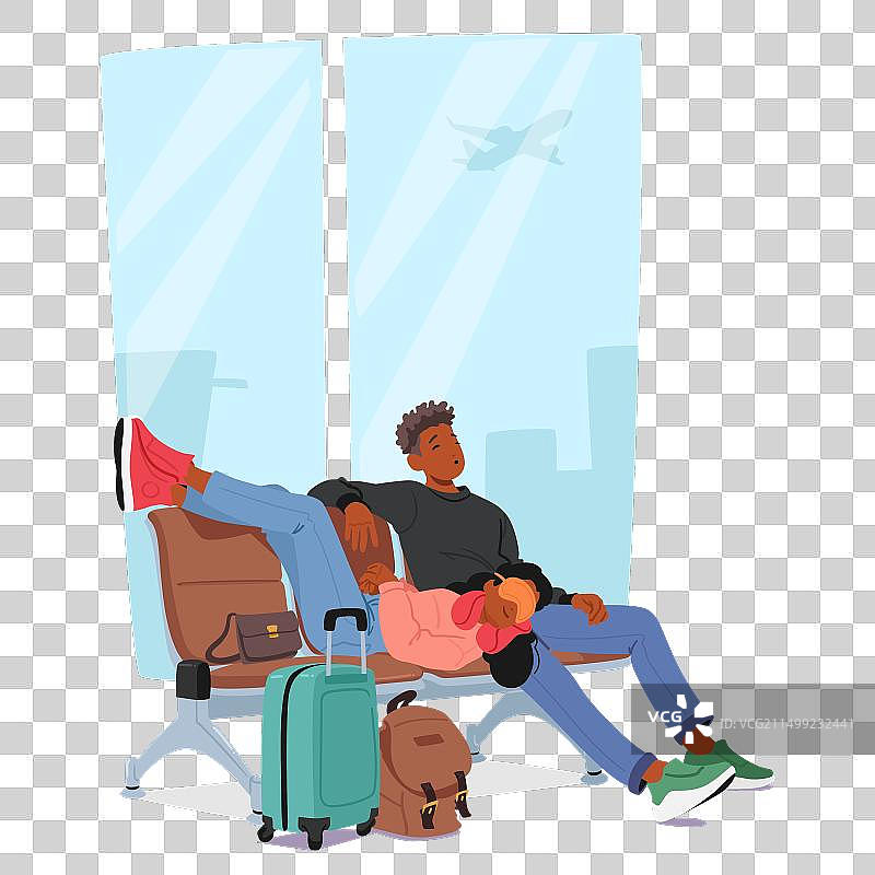 男人和女人坐在长椅上睡觉图片素材