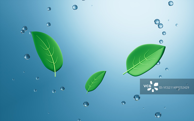 抽象水面绿茶清新背景3D渲染图片素材