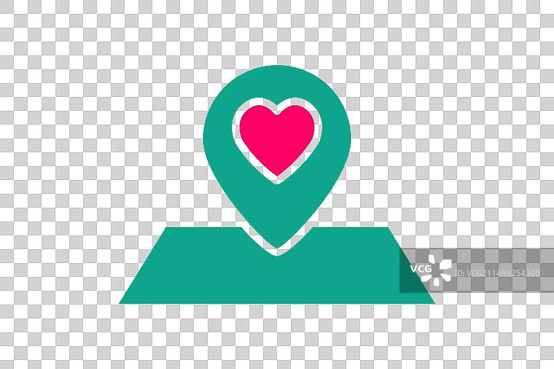 带心形图标的婚礼场地地图图标图片素材