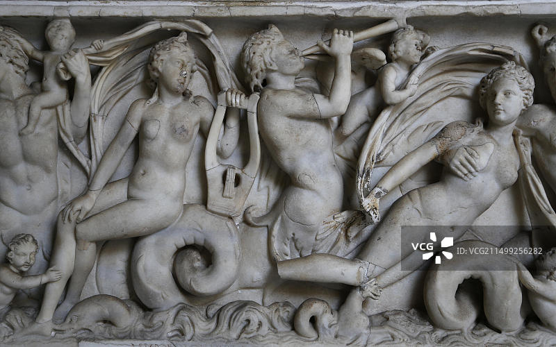 罗马艺术：仙女和海洋生物，弗拉维王朝时期，八角庭院，梵蒂冈博物馆图片素材