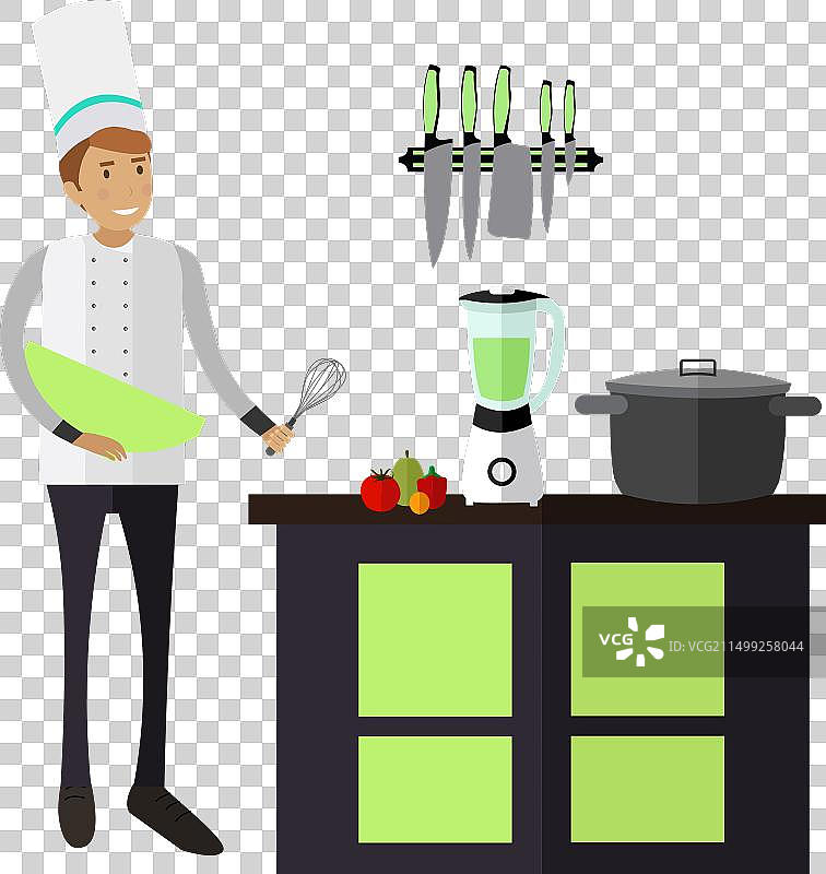 餐厅厨房里的大厨正在烹饪图片素材