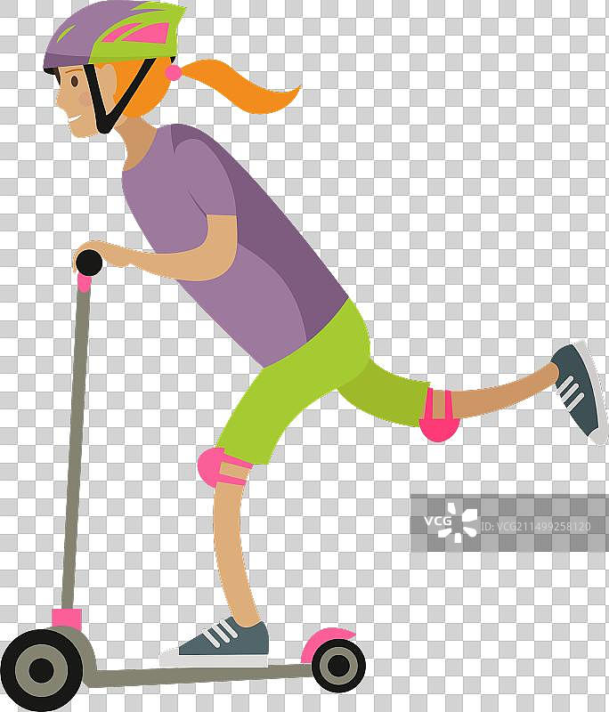 骑滑板车的女童图标图片素材