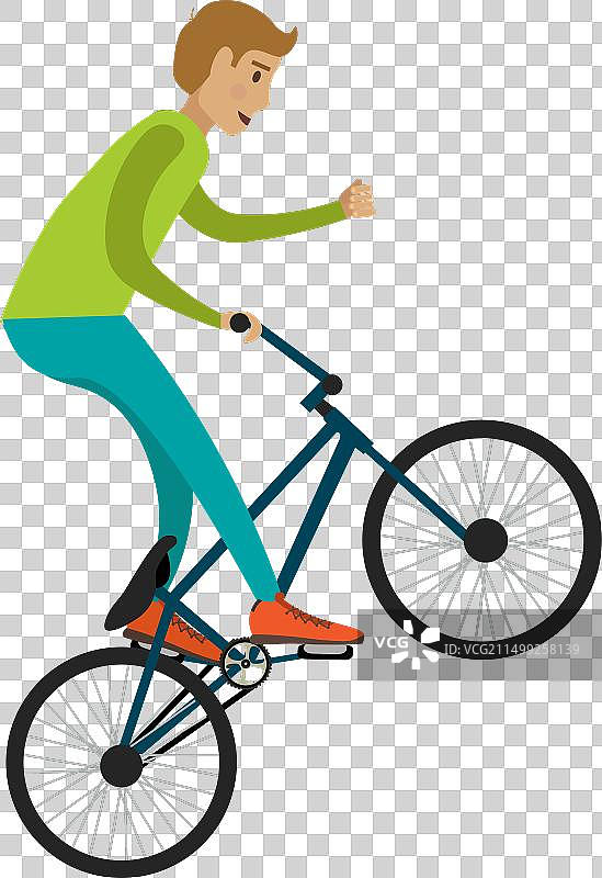 少年男孩骑自行车做特技图标图片素材
