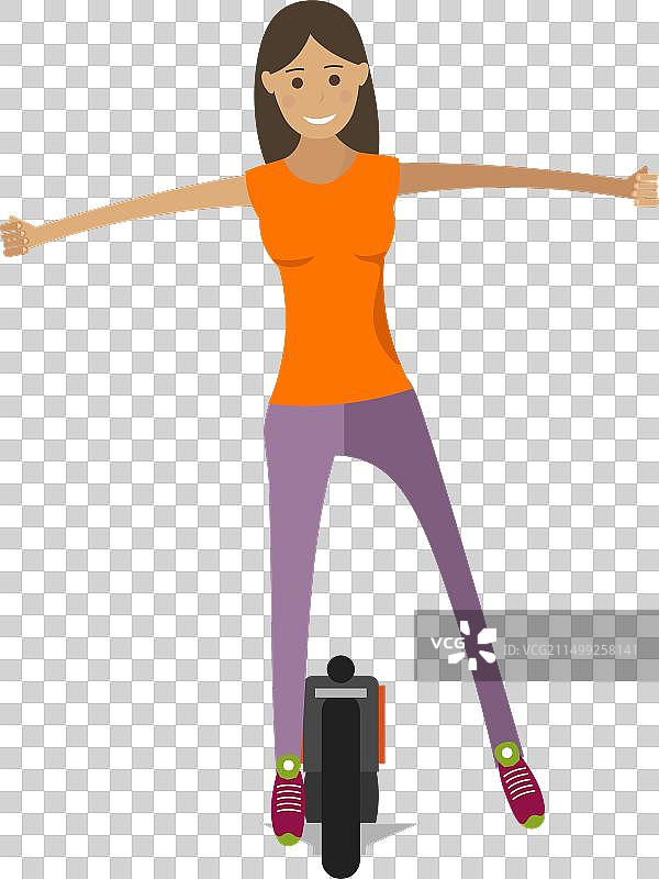 年轻女人骑独轮车图标图片素材