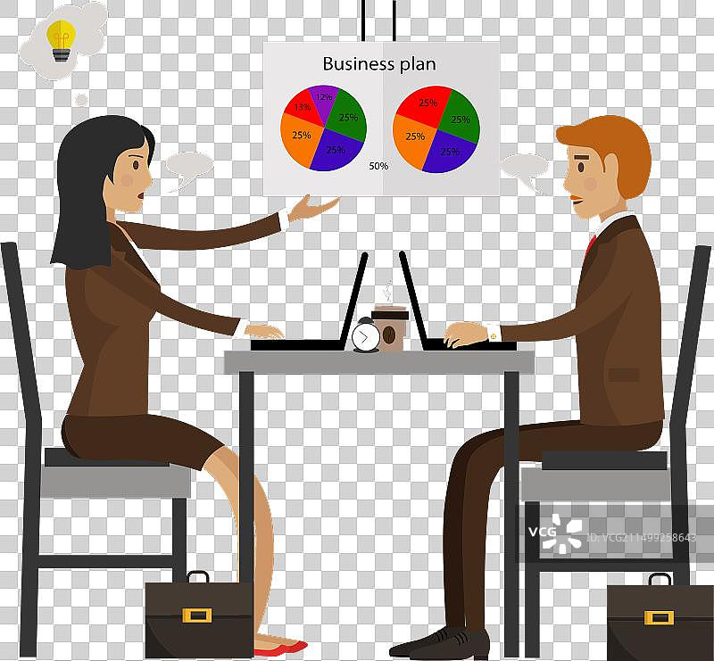 讨论商业计划图标的同事图片素材