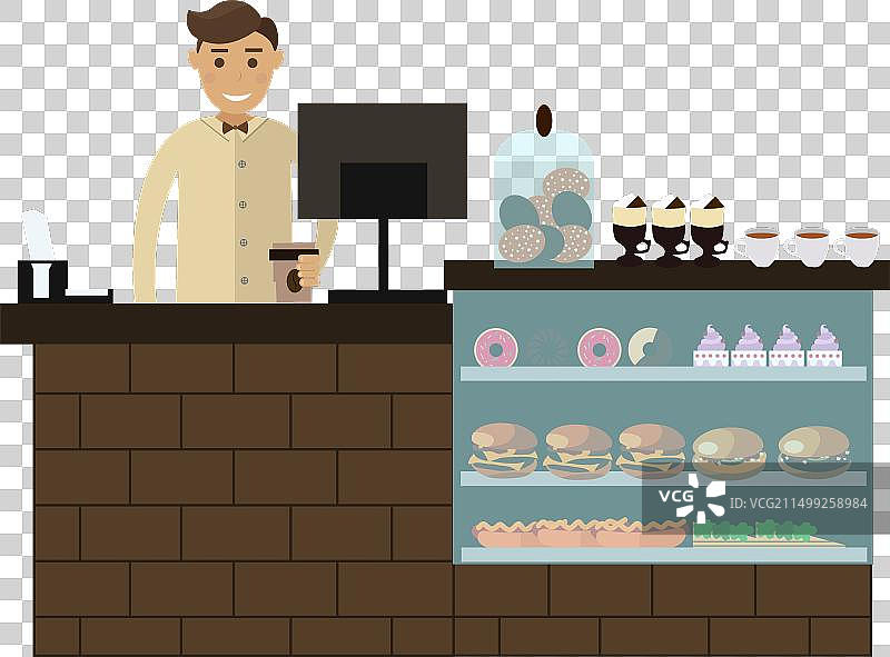 咖啡馆柜台的销售员图片素材