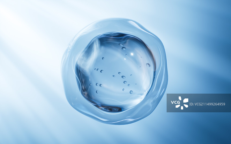 蓝色细胞结构生物科技概念3D渲染图片素材