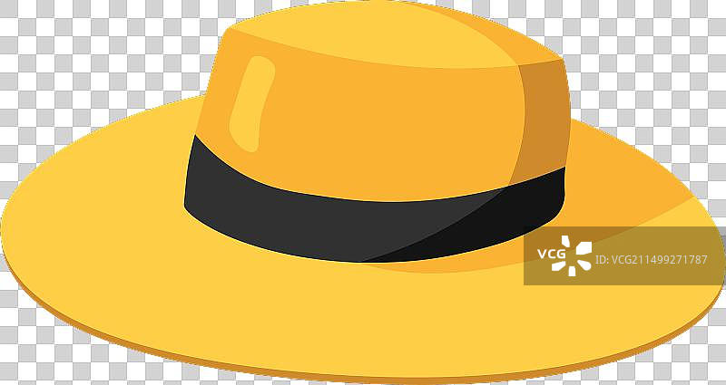 扁平卡通黄色夏季帽子图标图片素材