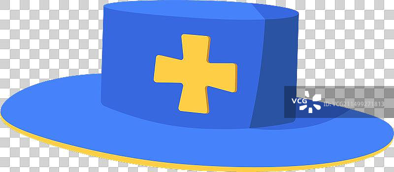 扁平卡通蓝色火枪手帽子图标图片素材