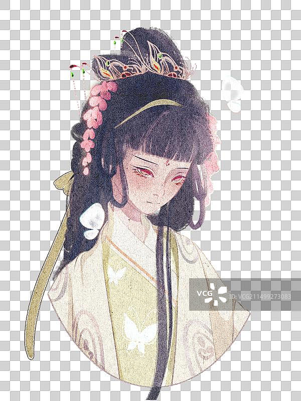 素材古风国风人物女孩古装汉服免抠透明底图片素材