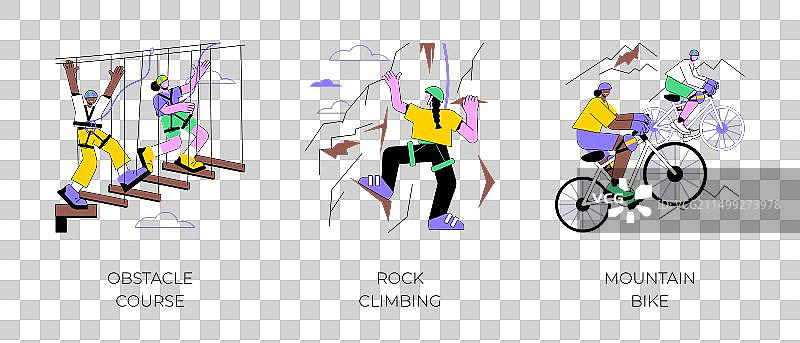 卡通风格的极限休闲活动图片素材