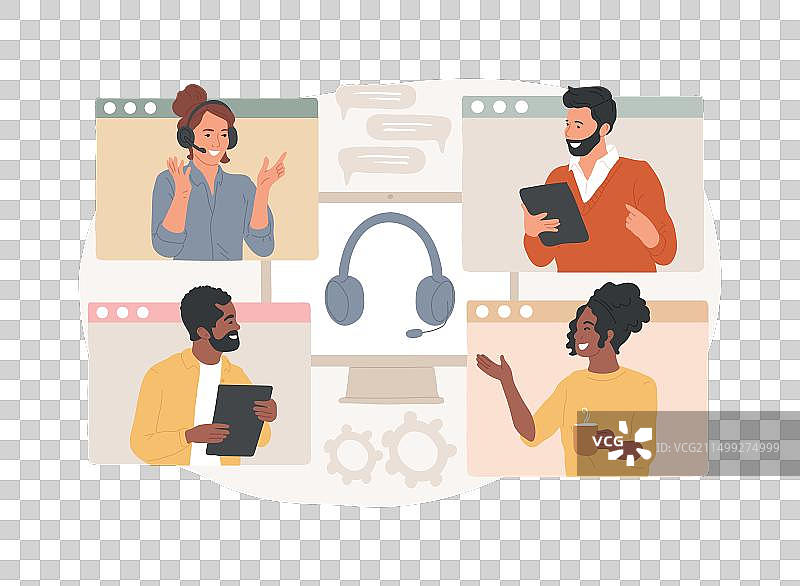 隔离概念在线会议图片素材