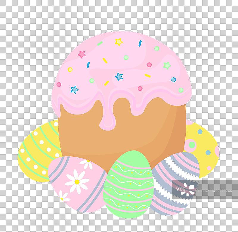 复活节蛋糕和复活节彩蛋图片素材