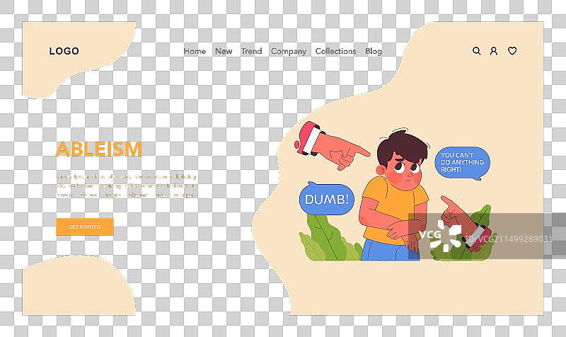 残疾歧视概念扁平设计图片素材