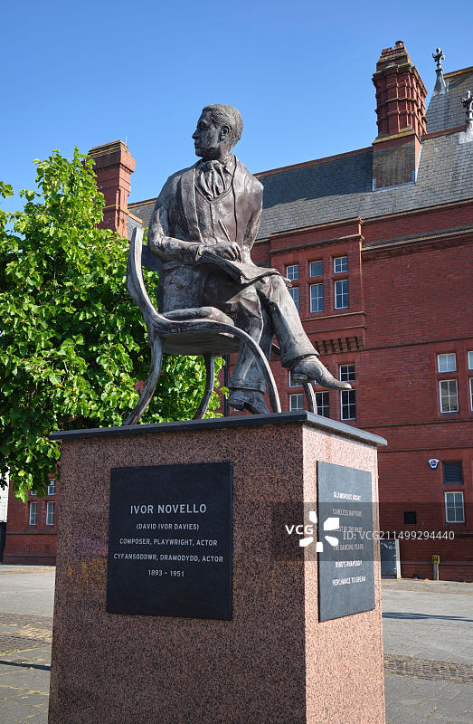 伊沃·诺韦洛雕像，加的夫湾，南威尔士图片素材