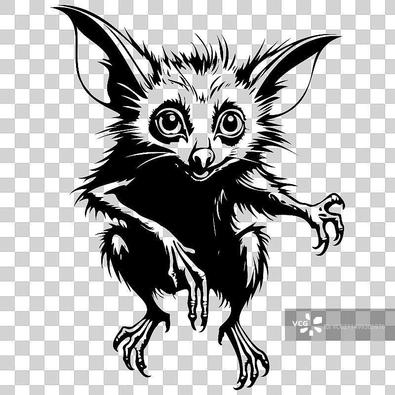 指猴跳跃绘画动物头像线条艺术黑色图片素材