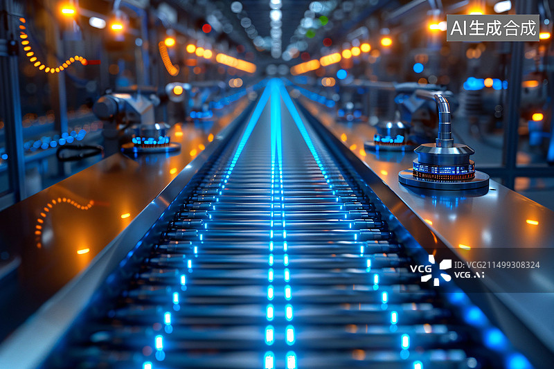 【AI数字艺术】流水线作业场景智能制造概念创意图图片素材