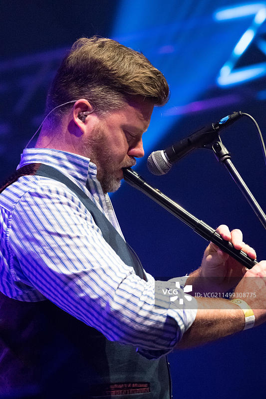 凯尔特乐队The Skipinnish在Southwell音乐节现场表演，2019年图片素材