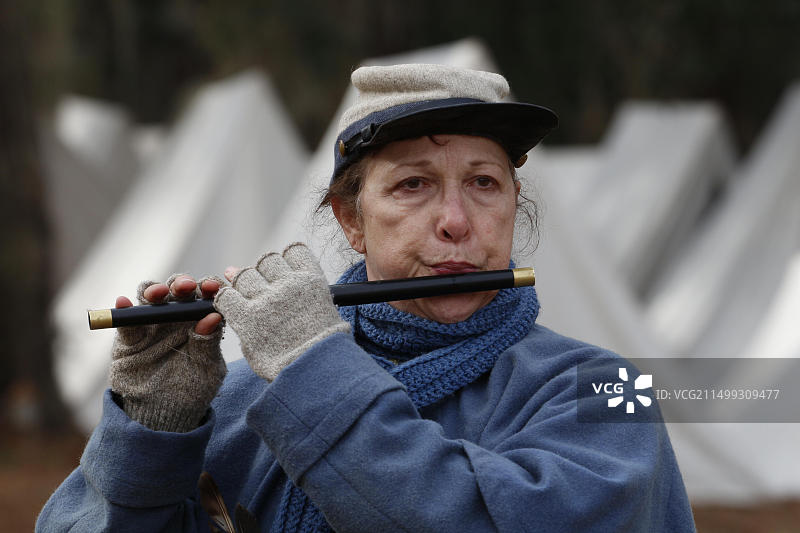 美国佛罗里达州赫尔南多县内战重演中的联邦军队图片素材