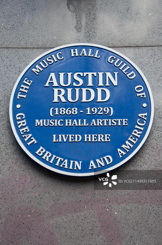 音乐厅歌手奥斯汀·贾德纪念牌图片素材