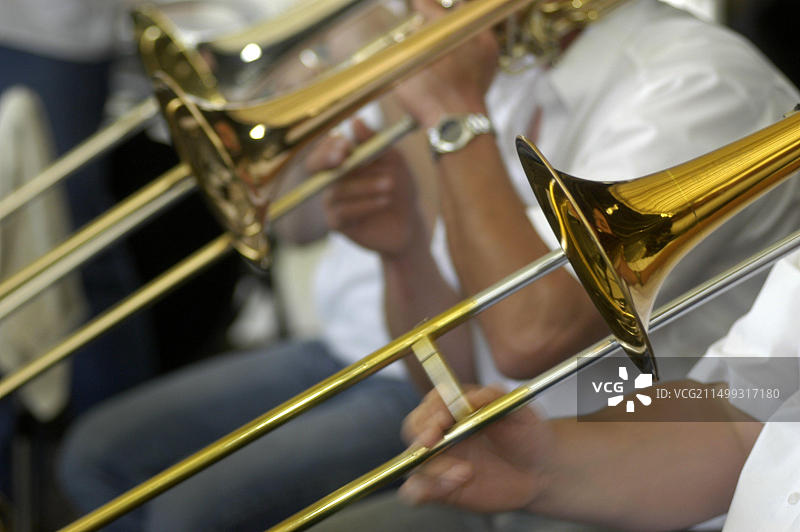 德国乐队中的长号手图片素材