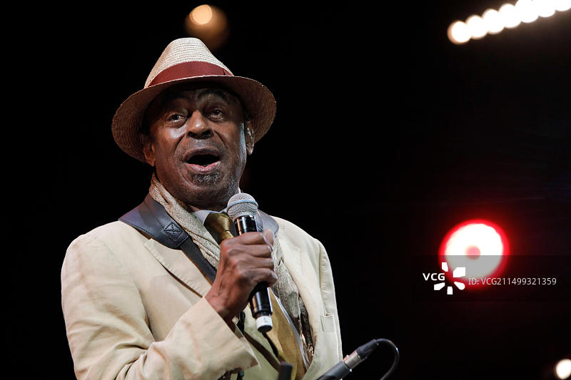 2017年7月21日，法国昂蒂布胡安莱班“爵士胡安”爵士音乐节：萨克斯管演奏家阿奇·谢普图片素材