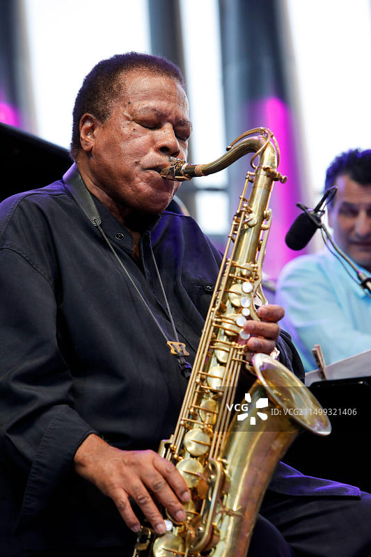 昂蒂布胡安莱潘爵士音乐节（06），2017年7月18日：萨克斯演奏家韦恩·肖特 - Lantonin/Andia.fr摄影图片素材
