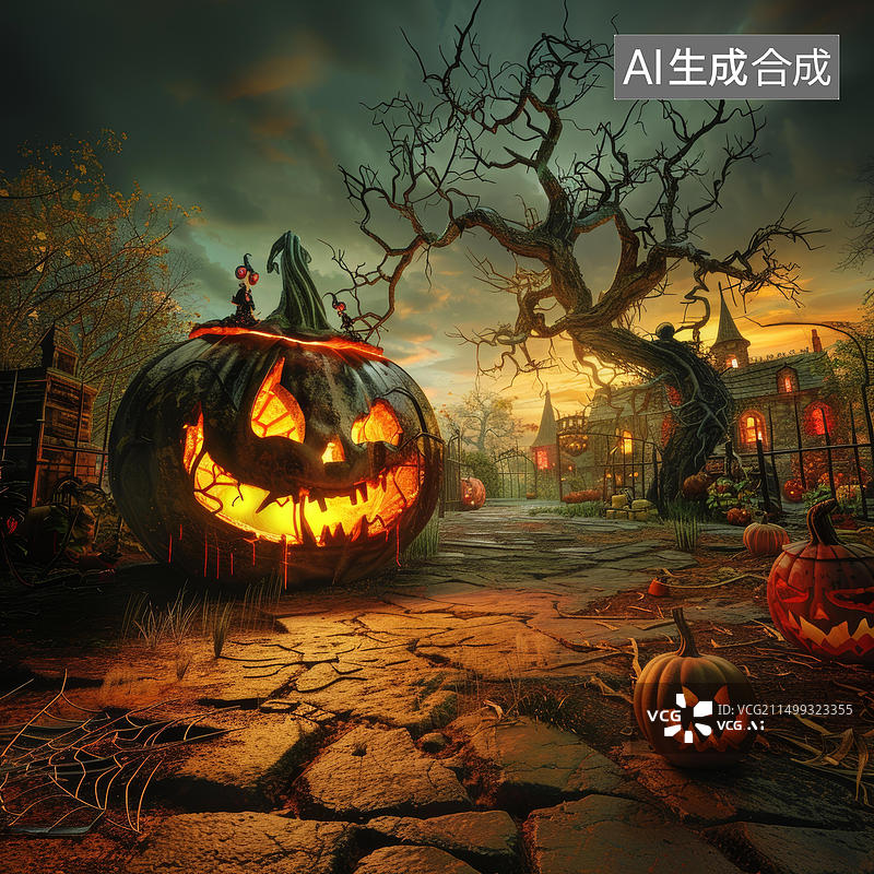 【AI数字艺术】万圣节 南瓜 恐怖图片素材