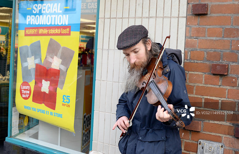 阿伯里斯特威斯镇的街头艺人图片素材