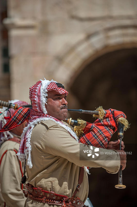 约旦杰拉什盖拉萨南剧院的风笛手图片素材