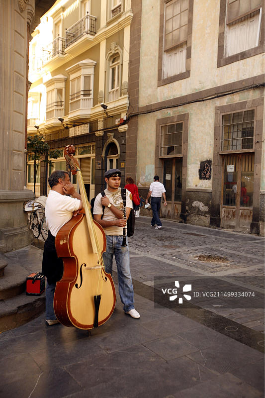 西班牙大加那利岛帕尔马区：街头音乐人图片素材