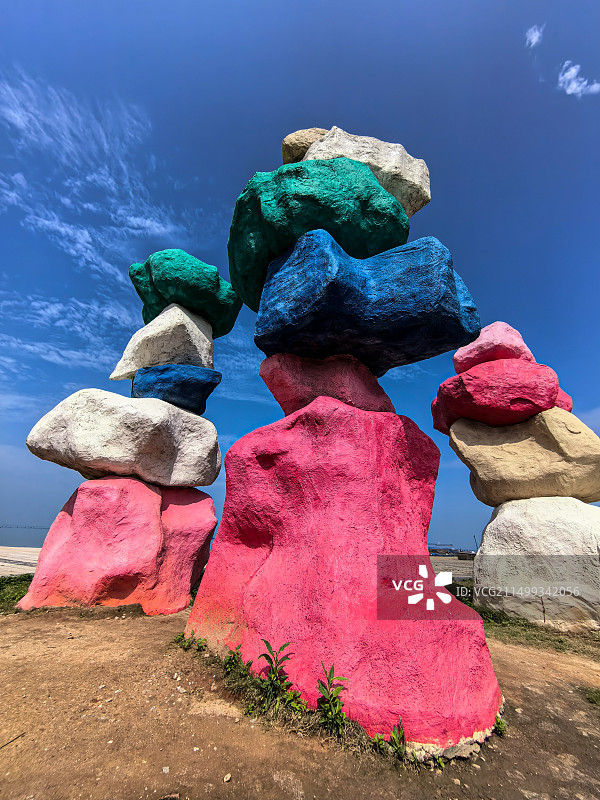 福建省平潭岛和平村七彩石图片素材