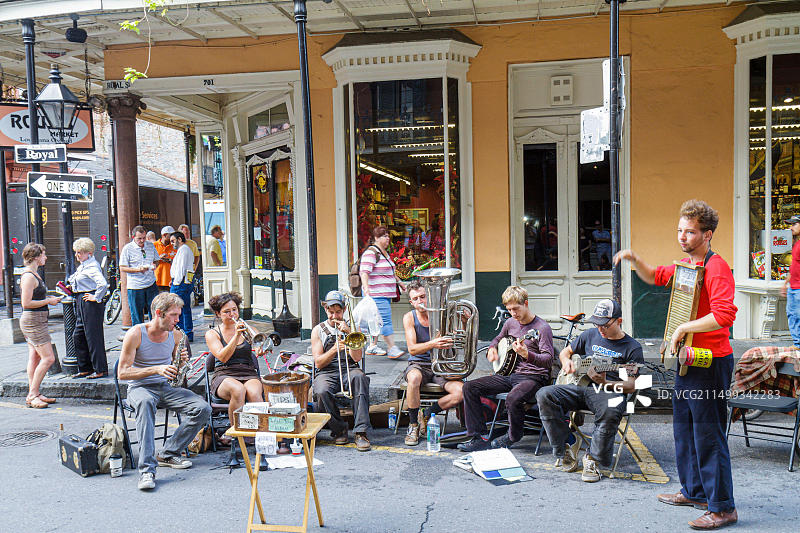 新奥尔良法国区皇家街市集街头音乐表演图片素材