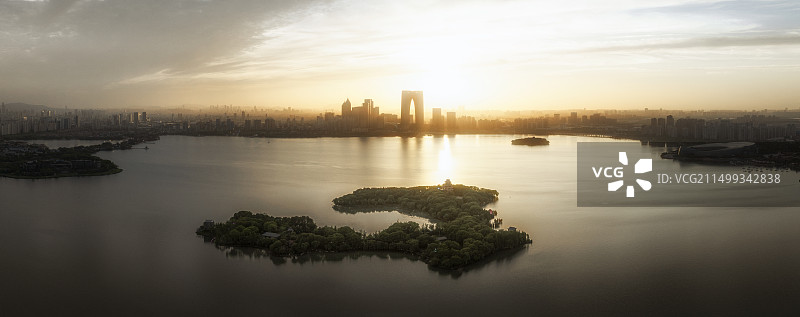 苏州金鸡湖全景图片素材