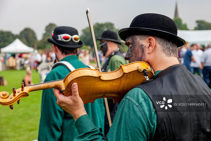 莫里斯舞者，哈特菲尔德乡村集市，苏塞克斯，英格兰图片素材