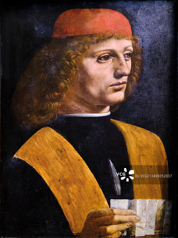 意大利米兰安布罗西亚纳美术馆，达芬奇《音乐家》图片素材