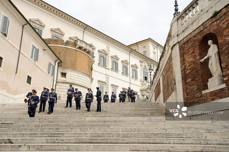 意大利卡宾枪骑兵军乐队和奎里纳莱宫的音乐家图片素材