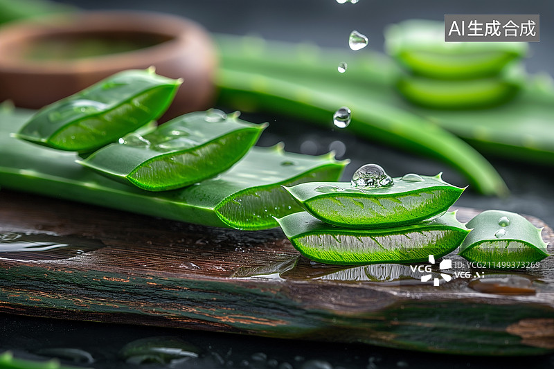 【AI数字艺术】保湿补水护肤品原料新鲜芦荟图片素材