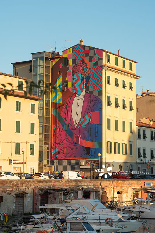 描绘音乐家皮埃特罗·马斯卡尼的涂鸦艺术作品图片素材