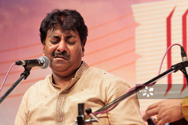 印度斯坦声乐家，印度古典音乐家Ustad Rashid Khan图片素材