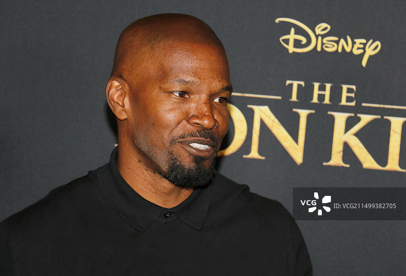 杰米·福克斯出席2019年7月9日在好莱坞杜比剧院举行的《狮子王》全球首映礼图片素材