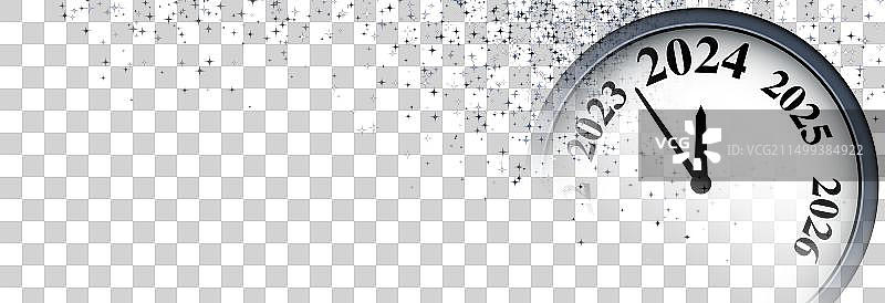 2024新年：银色背景上的倒计时钟图片素材
