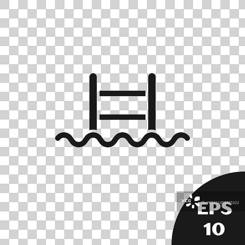 黑色游泳池和梯子图标图片素材