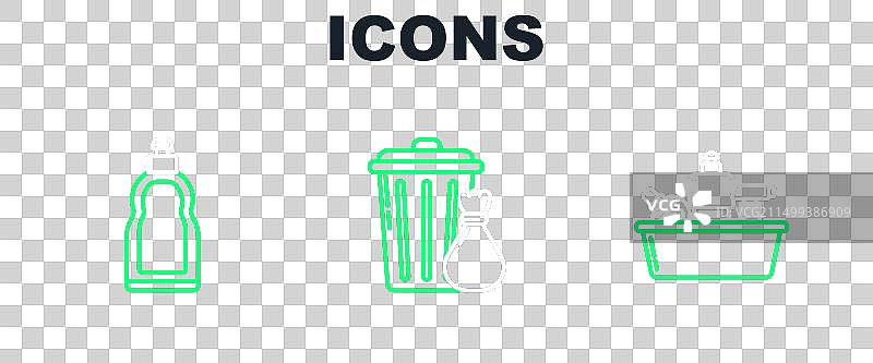 设置线塑料瓶液体洗碗图片素材