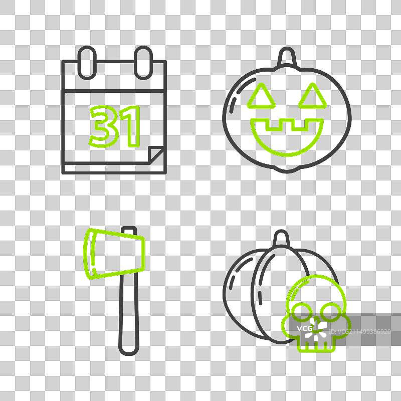 南瓜、骷髅与木斧图片素材