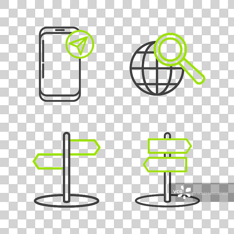 道路交通标志放大镜线条组合图片素材